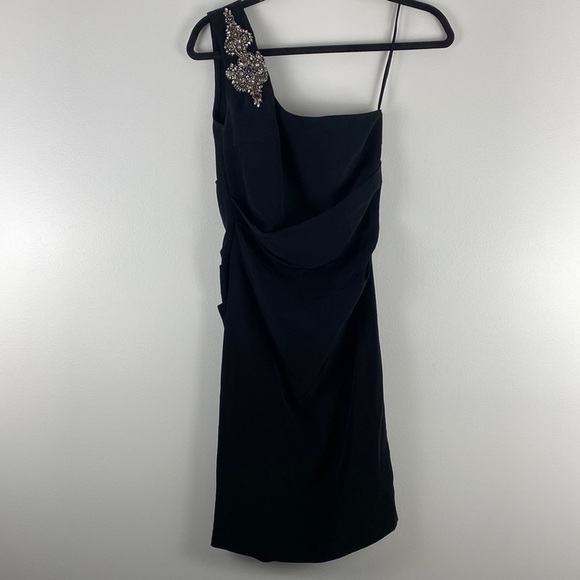 Dina Bar-el Vintage One Shoulder Cocktail Mini Dress Black Size P - Picture 1 of 7